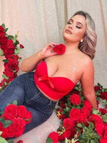 Sujetador con lazo delantero con aro - Rojo - Ver 3