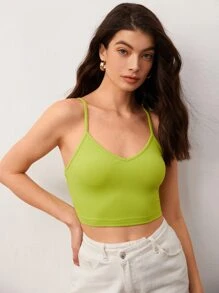 SHEIN BASICS Top de tirantes crop unicolor