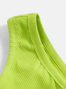 SHEIN BASICS Top Corto De Un Hombro - Verde Lima - Ver 7