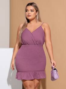 SHEIN SXY Plus Ruffle Hem Cami Dress - Mauve Purple - View 4