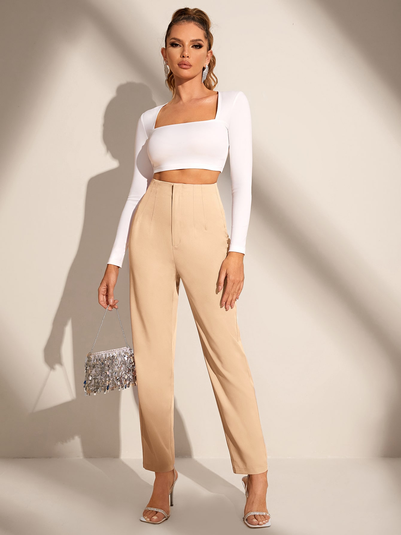 SHEIN BAE Solid High Waist Pants SHEIN USA