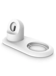 2 In 1 Silicone Phone Charger Stand Compatible With iPhone - White - View 2