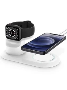 2 In 1 Silicone Phone Charger Stand Compatible With iPhone - White - View 1