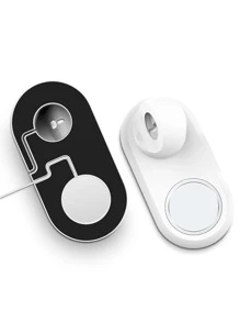 2 In 1 Silicone Phone Charger Stand Compatible With iPhone - White - View 3