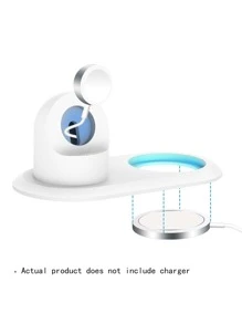 2 In 1 Silicone Phone Charger Stand Compatible With iPhone - White - View 5