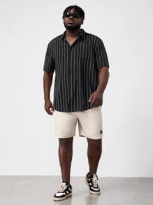 EASEVO Men Plus Letter Patched Detail Shorts - Beige - View 3