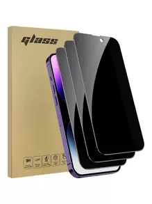 Película templada de protección de privacidad de pantalla de 3 piezas compatible con iPhone, protector de pantalla privado compatible con iPhone15/15Plus/15Pro/15Promax - Negro - Ver 1