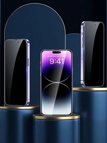 Película templada de protección de privacidad de pantalla de 3 piezas compatible con iPhone, protector de pantalla privado compatible con iPhone15/15Plus/15Pro/15Promax - Negro - Ver 2