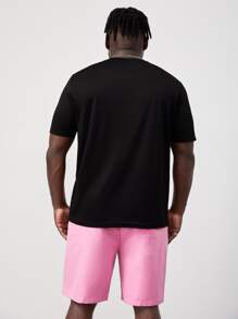 EASEVO Men Plus Slogan & Red-Crowned Crane Print Tee & Shorts - Black - View 2