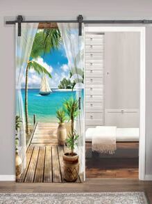 1pc Scenery Pattern Door Sticker, Stickers, Wall Decal, Vinyl Decal For Home Decorations, Spring Decoration Items Refresh Your Home, Rama Decoration Stickers - Multicolor - View 6