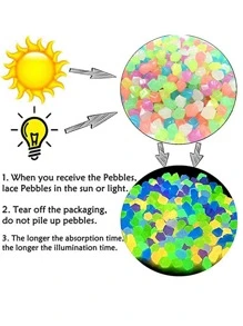 500 piezas guijarro decorativo brillante en oscuro - Multicolor - Ver 4