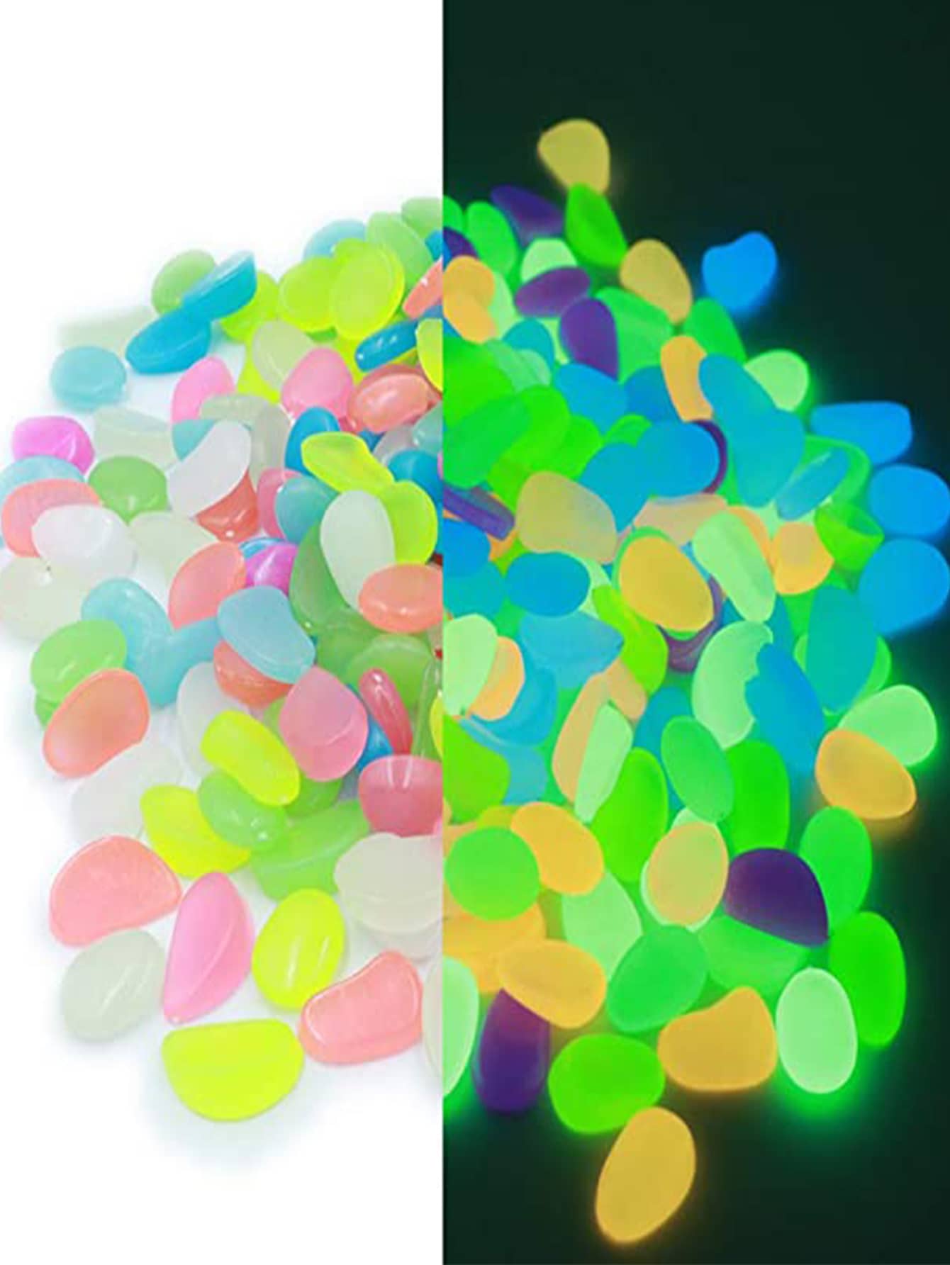 100pcs Glow In The Dark Decorative Pebble - Multicolor - View 1