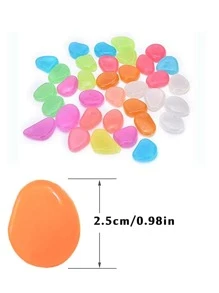 100pcs Glow In The Dark Decorative Pebble - Multicolor - View 2