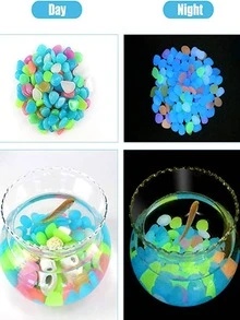 100pcs Glow In The Dark Decorative Pebble - Multicolor - View 3