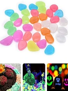 100pcs Glow In The Dark Decorative Pebble - Multicolor - View 4