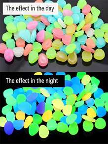 100pcs Glow In The Dark Decorative Pebble - Multicolor - View 8
