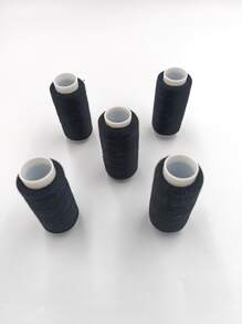 5卷素色顏色縫紉線 - 黑色 - 查看 5