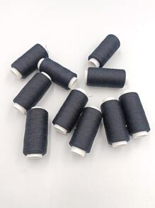 5卷素色顏色縫紉線 - 黑色 - 查看 6