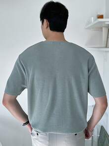 DAZY Men Zip Half Placket Knit Top - Mint Green - View 2