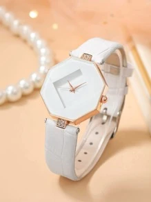 1入組極簡風格石英手錶和1入組手鐲，適合度假