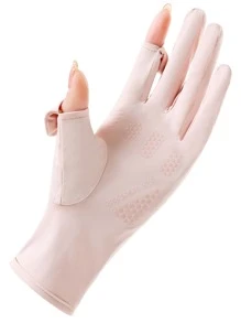 1pair Sun Protection Sports Gloves,Suitable For Cycling,Riding Motorcycle And Skiing - Pink - View 2