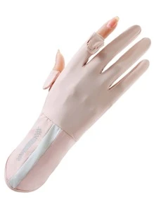 1pair Sun Protection Sports Gloves,Suitable For Cycling,Riding Motorcycle And Skiing - Pink - View 3