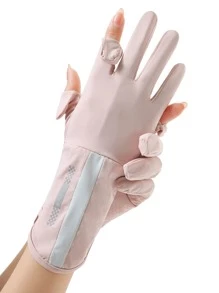 1pair Sun Protection Sports Gloves,Suitable For Cycling,Riding Motorcycle And Skiing - Pink - View 4