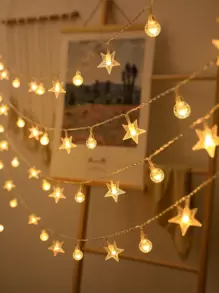 1pc 10/20/30/40 Lights 1.5/3/4.5/6m Star & Bubble Ball String Lights, Fairy Lights For Room Decor, Bedroom, Birthday Party, Wedding, Gift - Yellow - View 2