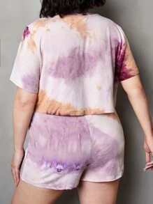 SHEIN Qutie Conjunto shorts con camiseta de tie dye - Multicolor - Ver 2