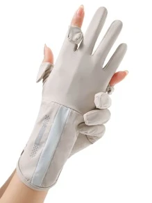 1pair Sun Protection Sports Gloves,Suitable For Cycling,Riding Motorcycle And Skiing - Beige - View 4