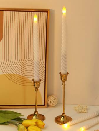 1pc/2pcs/3pcs Home Decor Spiral Long Rod LED Simulation Electronic Candle Light, Room Table Decor Smokeless Candle Light, Holiday Decor, Party Decor, Wedding Decoration Electronic Candle Light,Christmas Decoration Candle Lights