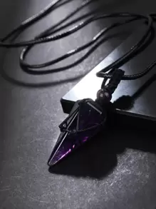 Men Geometric Pendant Necklace - Black - View 1
