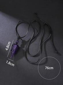 Men Geometric Pendant Necklace - Black - View 4