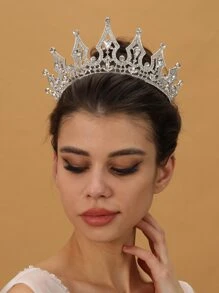 Rhinestone Decor Bridal Headband - Silver - View 1