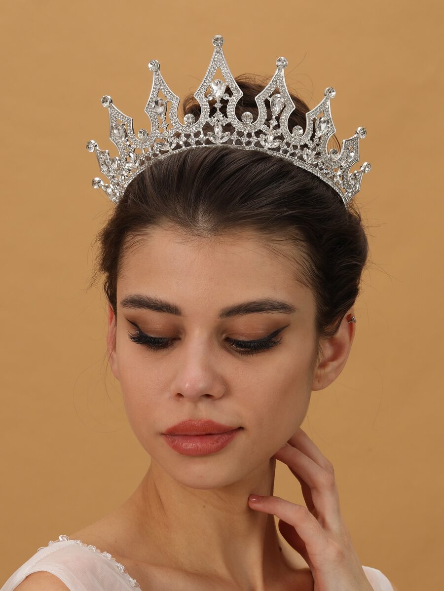 Rhinestone Decor Bridal Headband - Silver - View 1