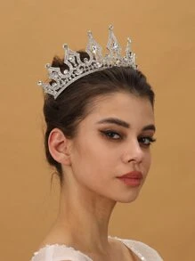 Rhinestone Decor Bridal Headband - Silver - View 2