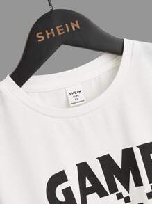 SHEIN Boys Letter & Gamepad Print Tee - White - View 3