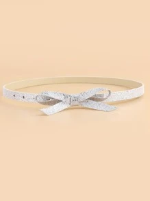 Sequin Bow Decor Belt - Silver - View 4