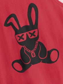 SHEIN 男孩卡通圖案背心上衣 - 紅色 - 查看 3