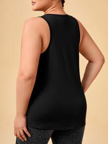 Yoga Basic Plus Letter Graphic Sports Tank Top - Black - View 2