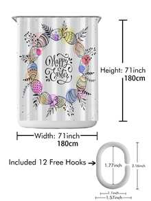 Easter Egg Print Waterproof Shower Curtain - Multicolor - View 2