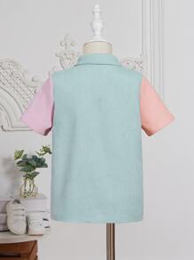 SHEIN 小男童撞色補丁貼口袋襯衫 - 彩色 - 查看 2