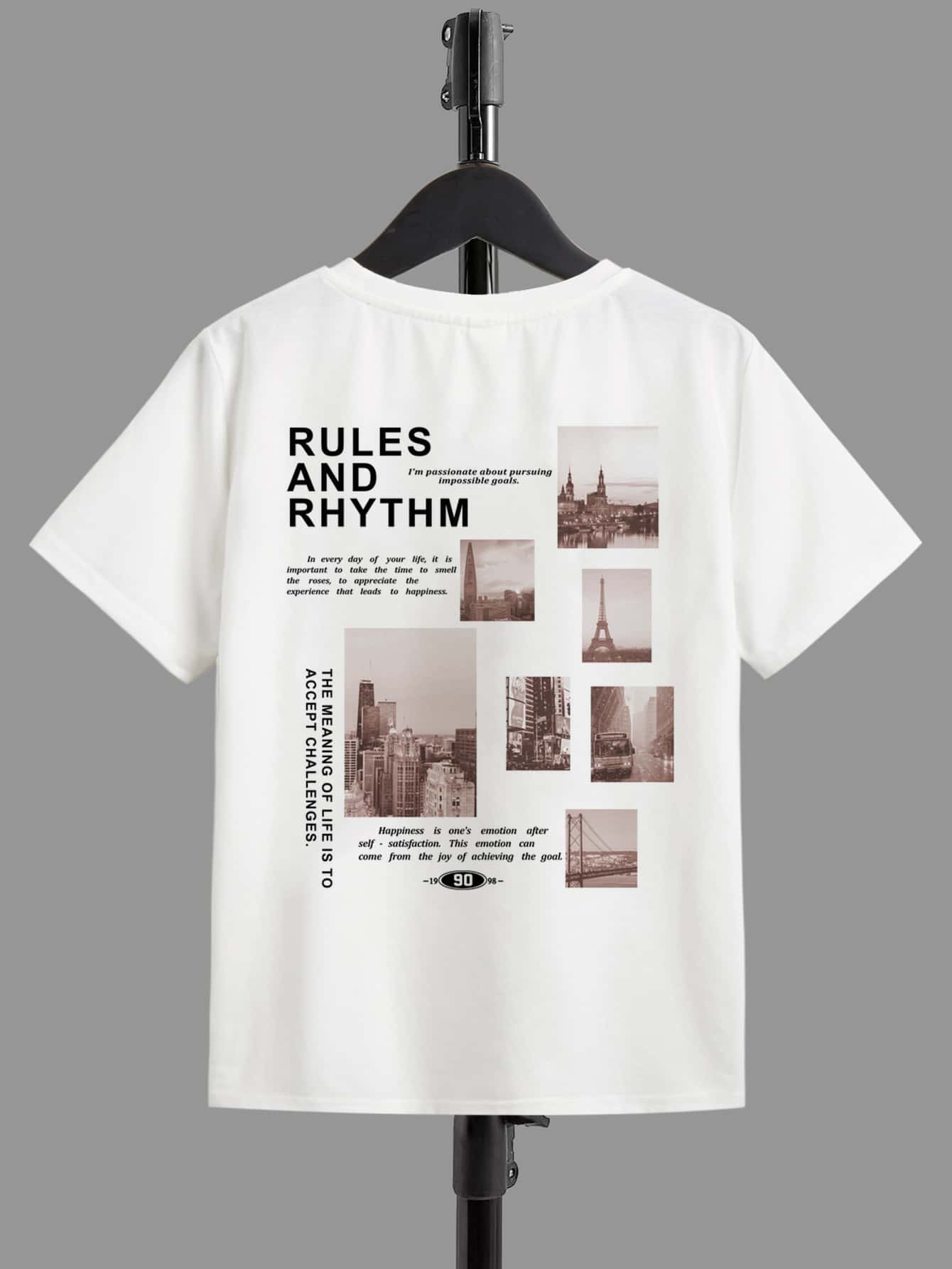 SHEIN 青少年男孩休闲罗纹针织圆领短袖 T 恤