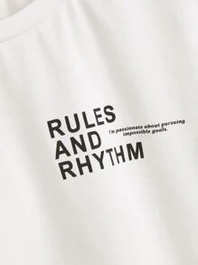 SHEIN 青少年男孩休闲罗纹针织圆领短袖 T 恤