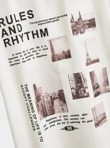 SHEIN 青少年男孩休闲罗纹针织圆领短袖 T 恤