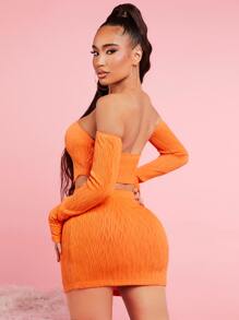 SHEIN SXY 頭巾下擺短款抹胸上衣和包臀半身裙和袖套