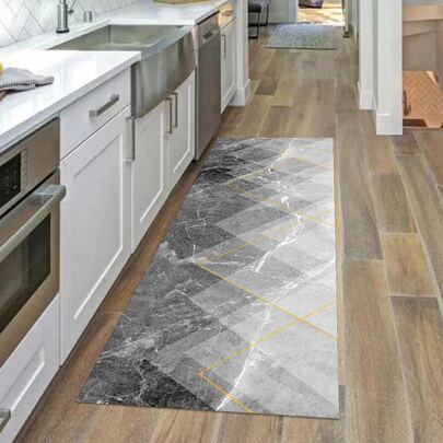 1pc Geometric Pattern Anti-slip Kitchen Rug