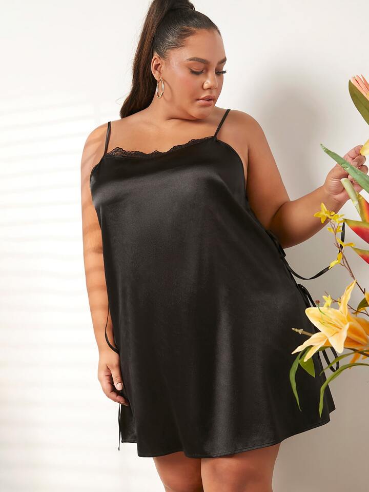 SHEIN CURVE Nuisettes en satin a ourlet en dentelle Mode en ligne SHEIN FRANCE