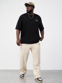 EASEVO Men Plus Slogan & Floral Print Tee - Black - View 3