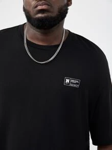 EASEVO Men Plus Slogan & Floral Print Tee - Black - View 6